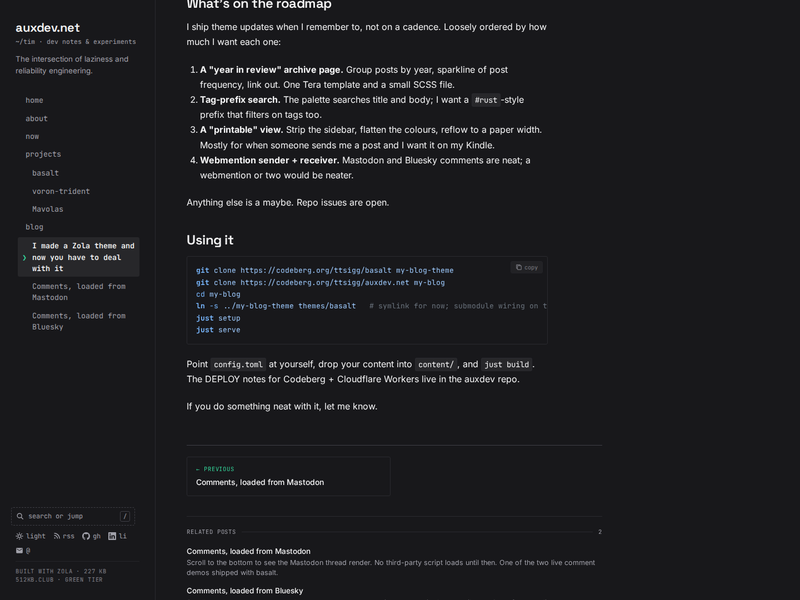 basalt code block rendering, dark theme